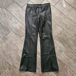 Abercrombie Kids Black Faux Leather Split Hem Pants Size 11/12